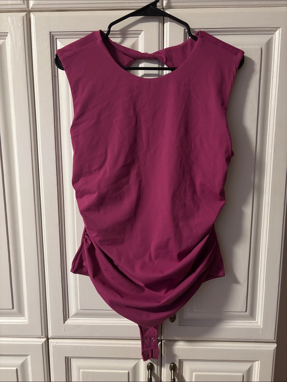 Dynamite Fuchsia Draped Sleeveless Bodysuit